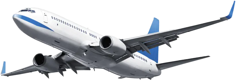 Flugzeug in Weiß mit blauen Akzenten